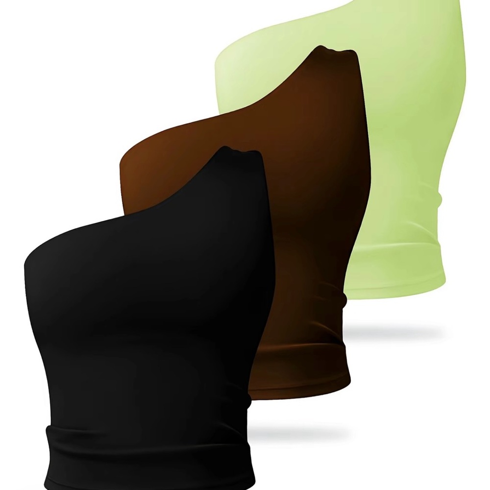 3 pack one shoulder gym tops